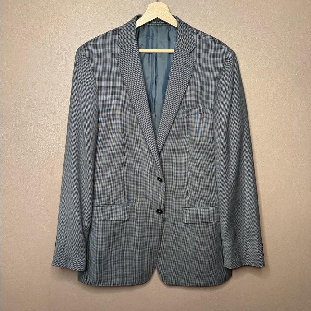 Calvin Klein Men's Small Plaid 100% Wool Suit Coat Blazer Size 42L Special Event